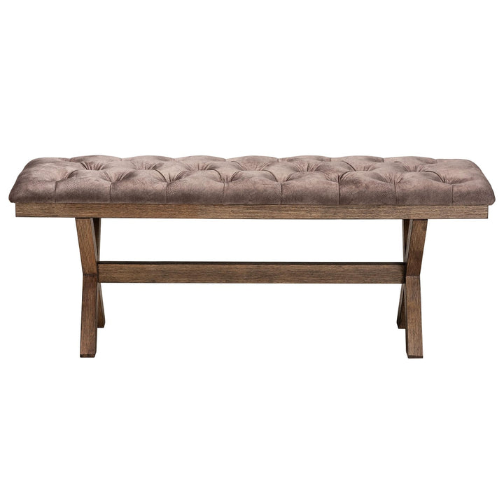 Modern Farmhouse Chocolate Velvet Fabric and Dark Brown Finished Wood Bench - Diamond Home USA