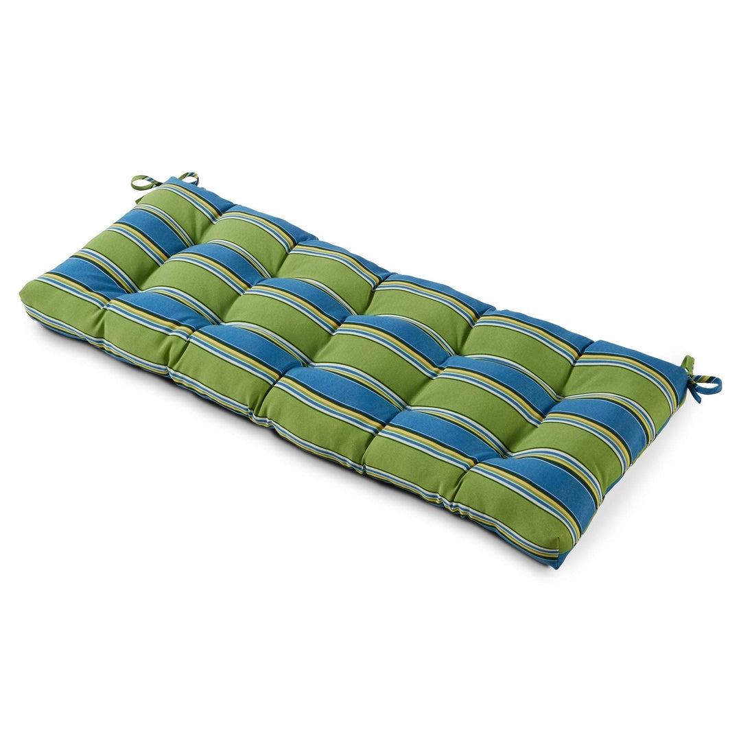 Cayman Stripe 18-inch X 51-inch Outdoor Bench Cushion Blue Green Striped - Diamond Home USA