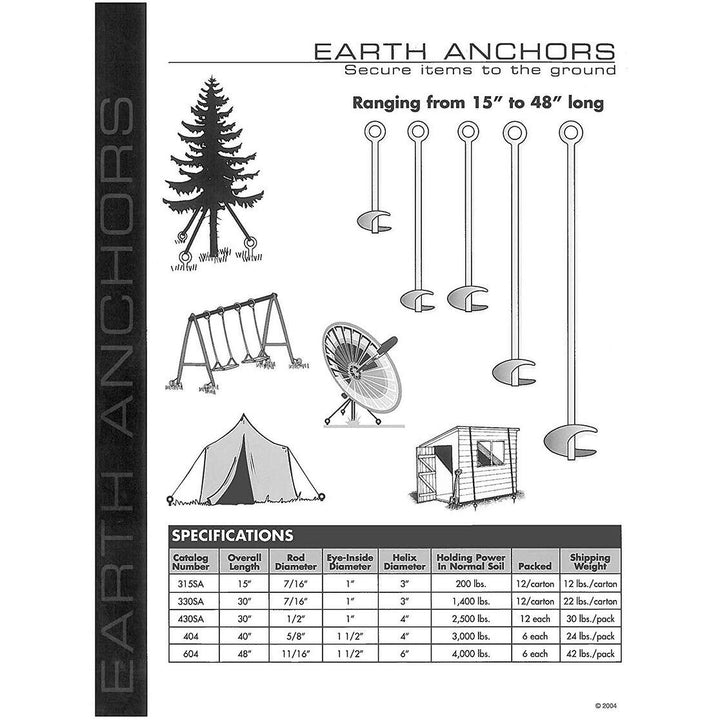 30" Earth Anchor with 3" Helix 7/16" Rod 1" Dia Ring Black - Diamond Home USA