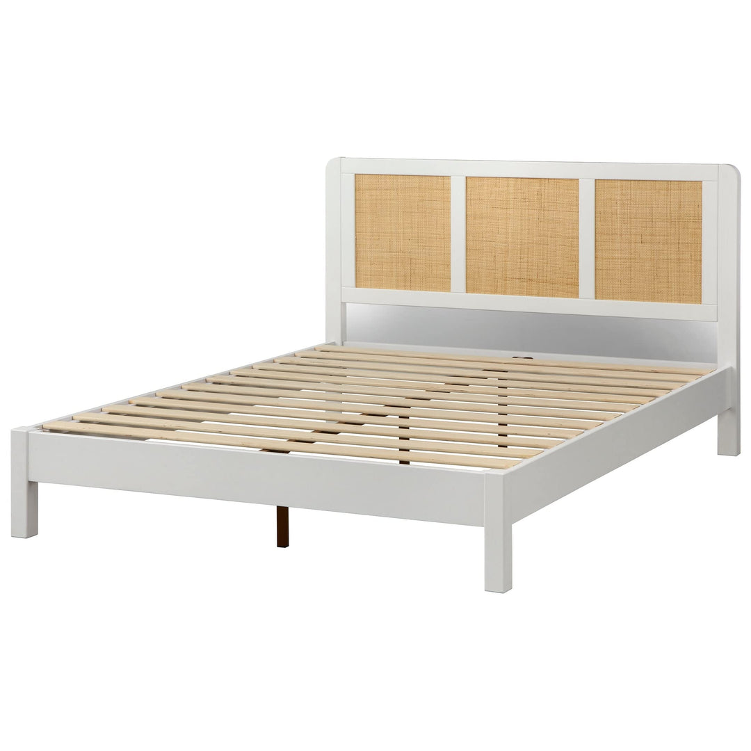 Lifestorey Larkin Mid-Century Queen Platform Bed White - Diamond Home USA