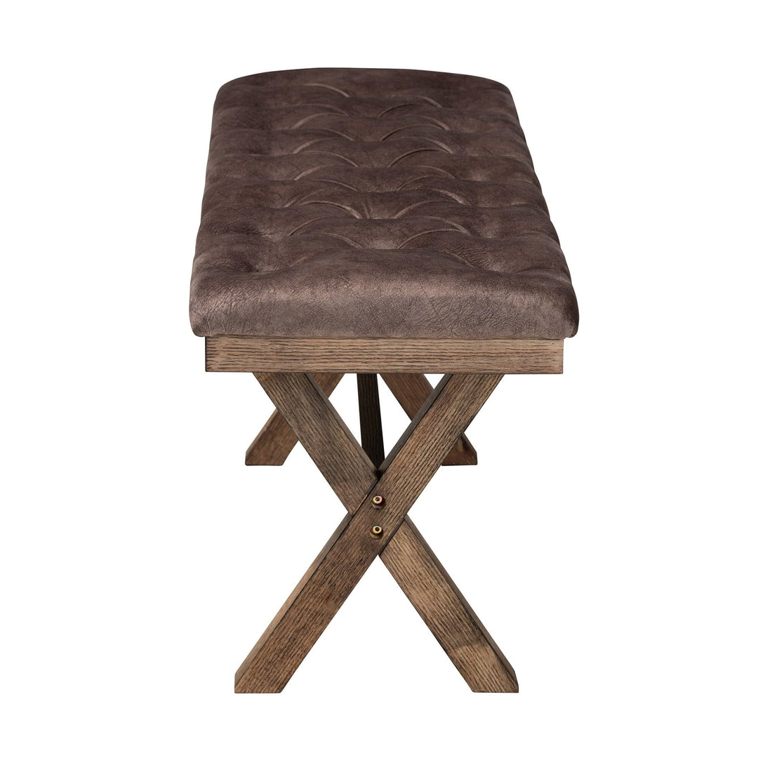 Modern Farmhouse Chocolate Velvet Fabric and Dark Brown Finished Wood Bench - Diamond Home USA