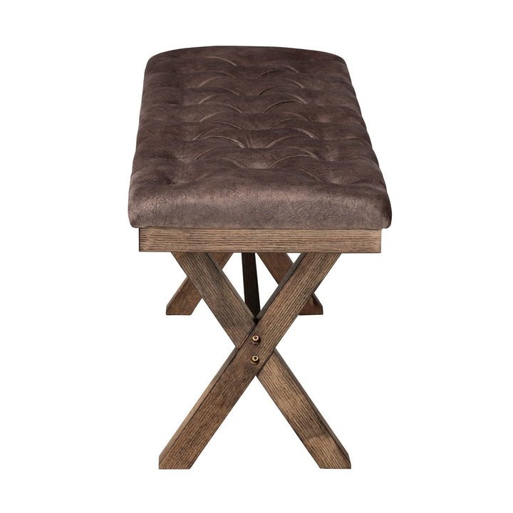 Modern Farmhouse Chocolate Velvet Fabric and Dark Brown Finished Wood Bench - Diamond Home USA