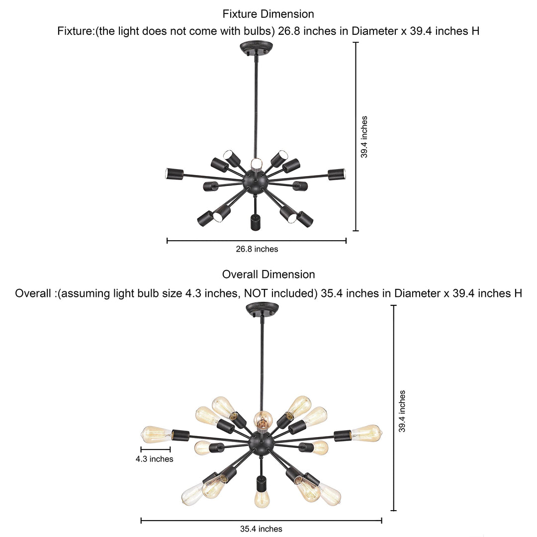 The Lighting Store Lorena Sputnik Antique Black 15-Light Industrial Pendant - Diamond Home USA