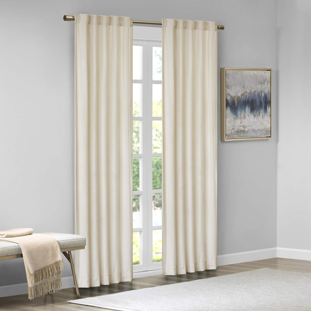 Sun Smart Colt Darkening Poly Velvet Rod Pocket/Back Tab Window Treatment 84" panel - Ivory