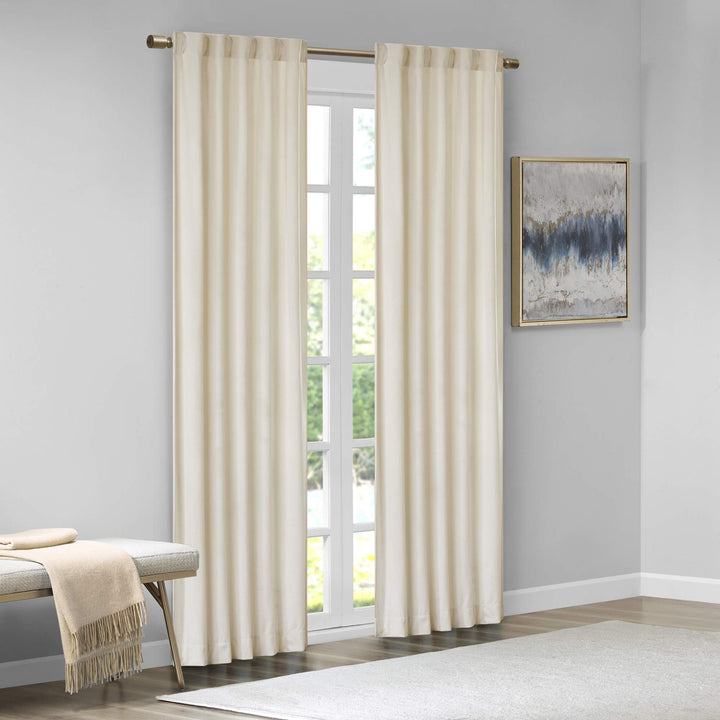 Sun Smart Colt Darkening Poly Velvet Rod Pocket/Back Tab Window Treatment 84" panel - Ivory