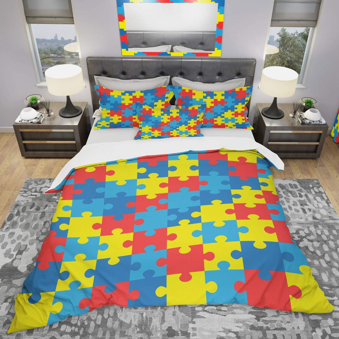 Designart World Autism Awareness Day-Modern & Contemporary Duvet Cover Bedding - Diamond Home USA