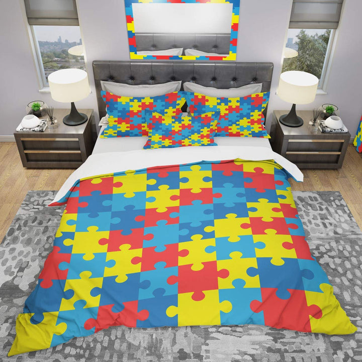 Designart World Autism Awareness Day-Modern & Contemporary Duvet Cover Bedding - Diamond Home USA