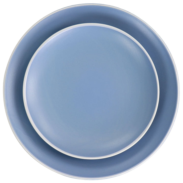 Creamy 12 Piece Dinnerware Set In Matte Blue Pc Solid Casual Round Stoneware - Diamond Home USA