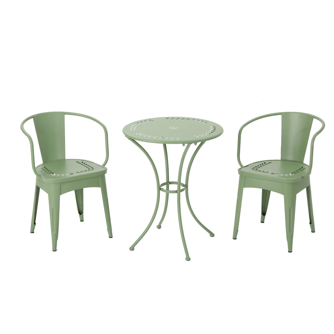 Christopher Knight Home 301284 "Lourdes CKH Outdoor Metal Bistro Set Matte Green