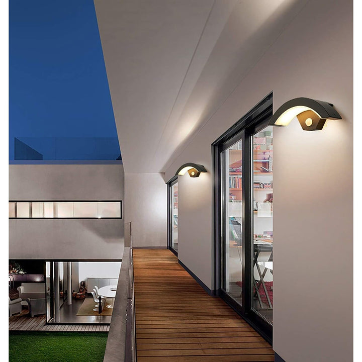 18w Black Curved Integrated Led Motion Sensor Wall Sconce Modern Industrial - Diamond Home USA