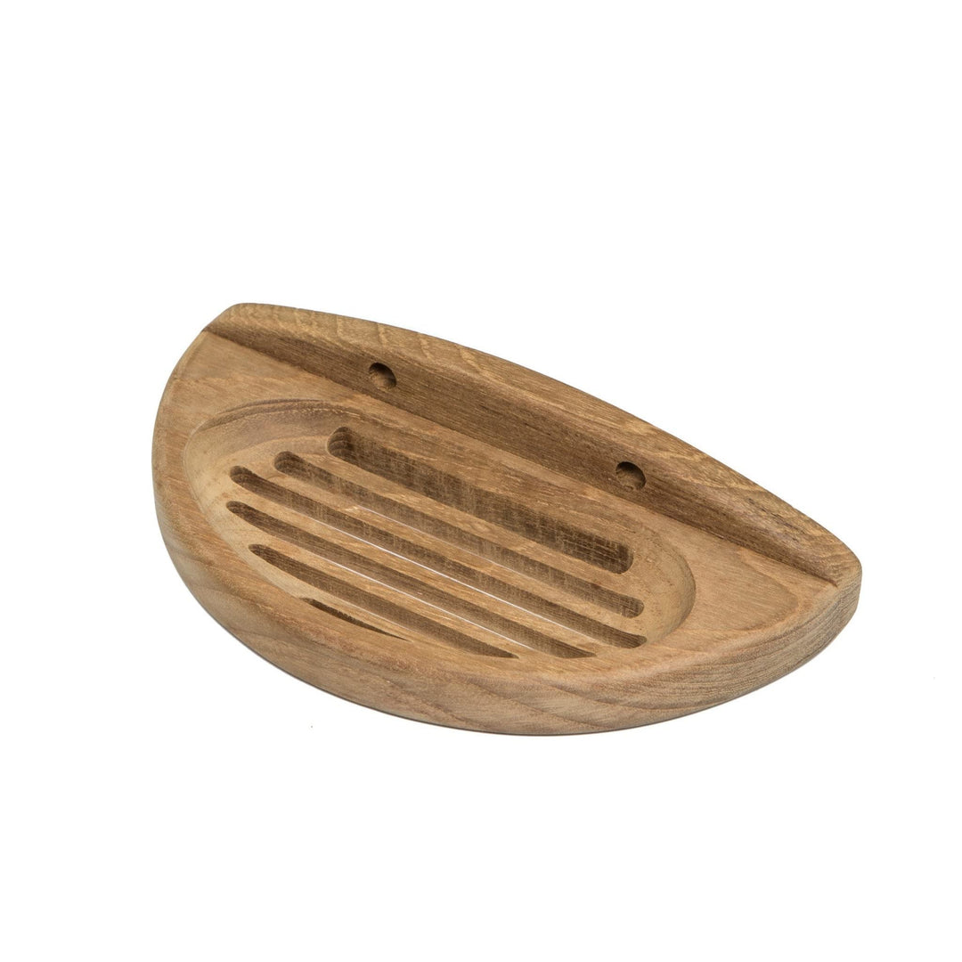 Traditional Solid Teak Wall Mount Oval Soap Dish 1.38" 7.13" X 3.56" Brown - Diamond Home USA