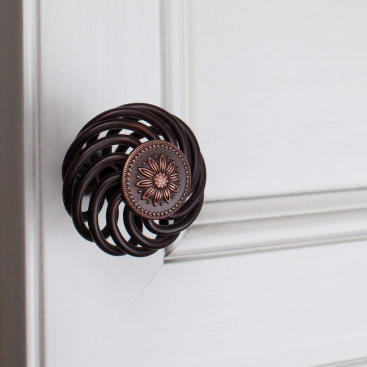 1-1/2-inch Diameter Flower Birdcage Rund Cabinet Knob- Oil Rubbed Bronze(Pack - Diamond Home USA