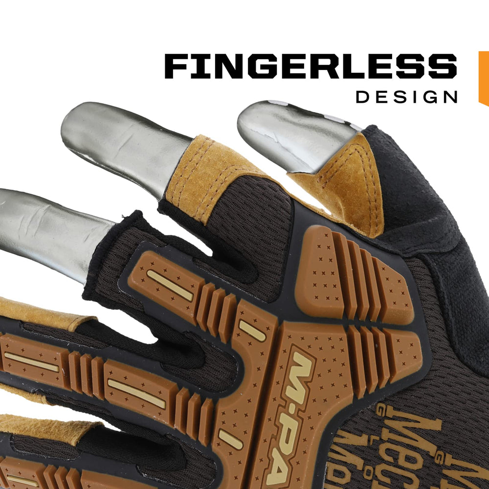 Mechanix Wear: M-Pact Durahide Leather Framer Work Gloves Fingerless Design Work - Diamond Home USA