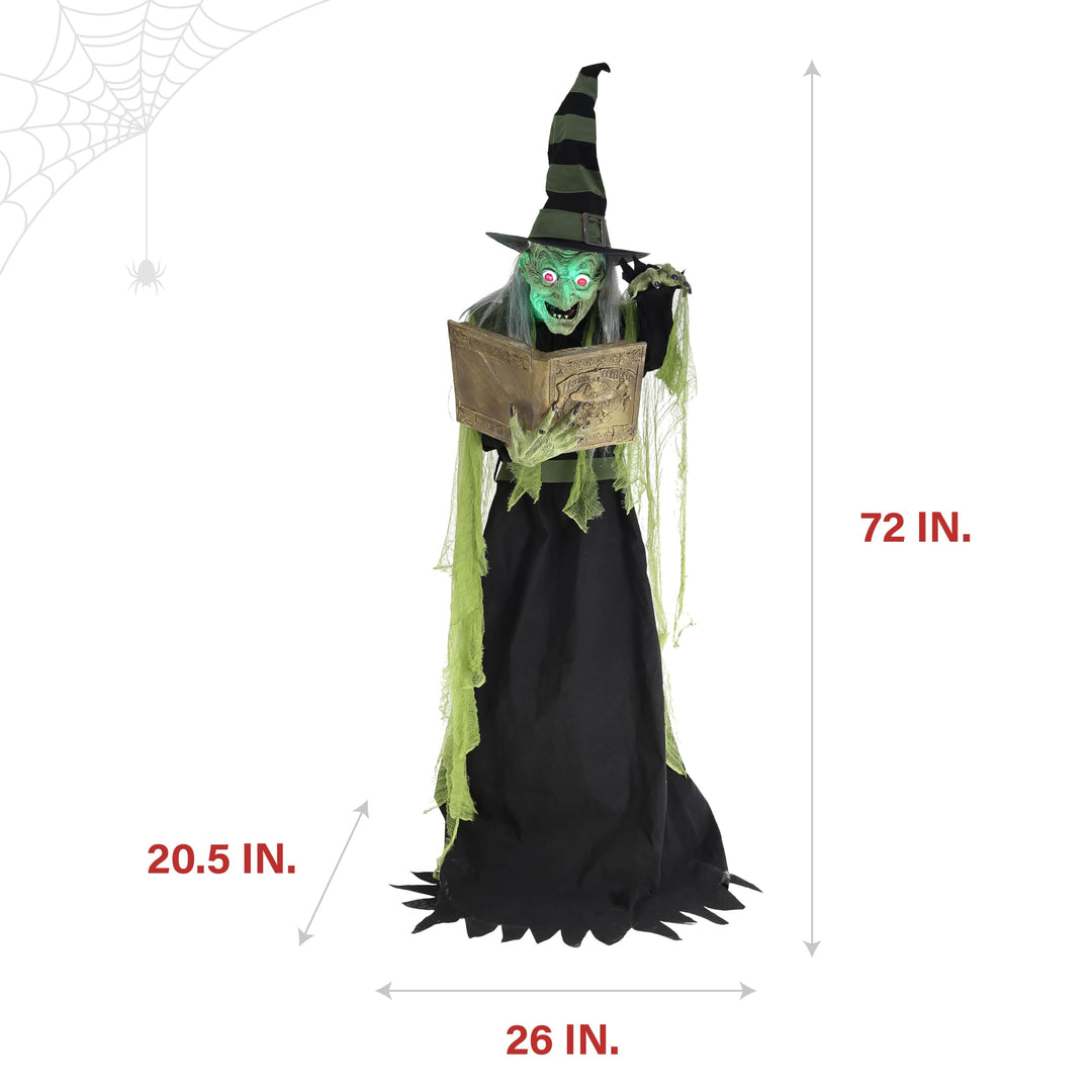Haunted Hill Farm 6-Ft. Enchantress Witch Motion-Activated Talking Scare Prop - Diamond Home USA