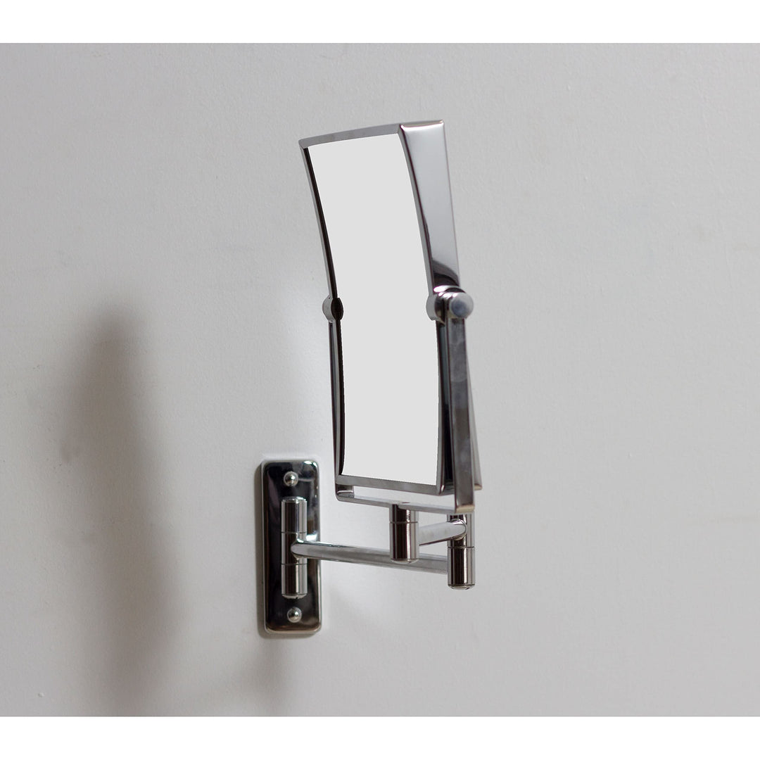 5-in. W Rectangle Brass-Mirror Wall Mount Magnifying Mirror in Chrome Color - Diamond Home USA