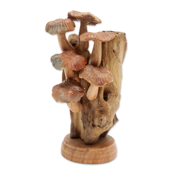 Handmade Mushroom Path Wood Sculpture Brown Antique - Diamond Home USA