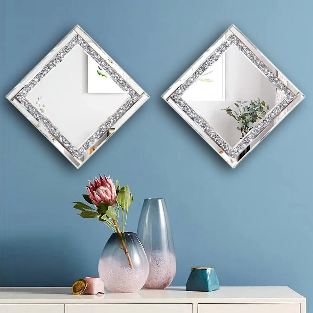 Silver Mirror 12'' X 2pcs Bedroom Bathroom Hanging Home for Wall