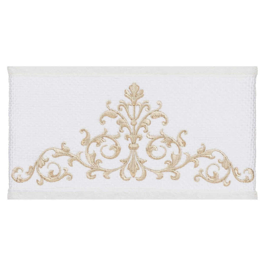 Authentic Hotel and Spa White Turkish Cotton Scrollwork Embroidered 3 Piece - Diamond Home USA