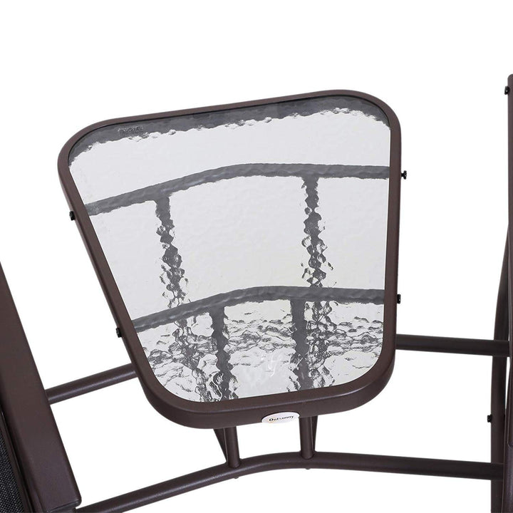 Outdoor Sling Fabric 3-Piece Double Glider Rocker Chairs with Table Set Grey - Diamond Home USA