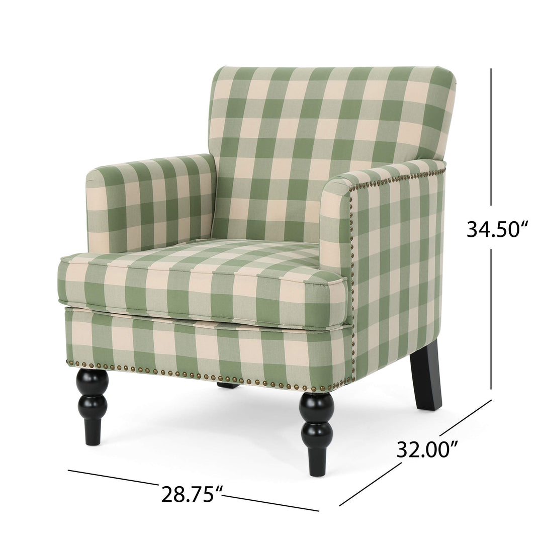 GDFStudio Tufted Fabric Club Chair Green Checkerboard - Diamond Home USA