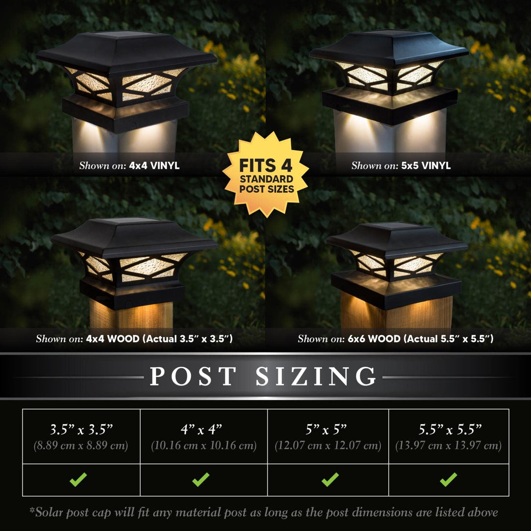 Kingsbridge Black Dual Lighted Solar Post Cap (2 Pack)
