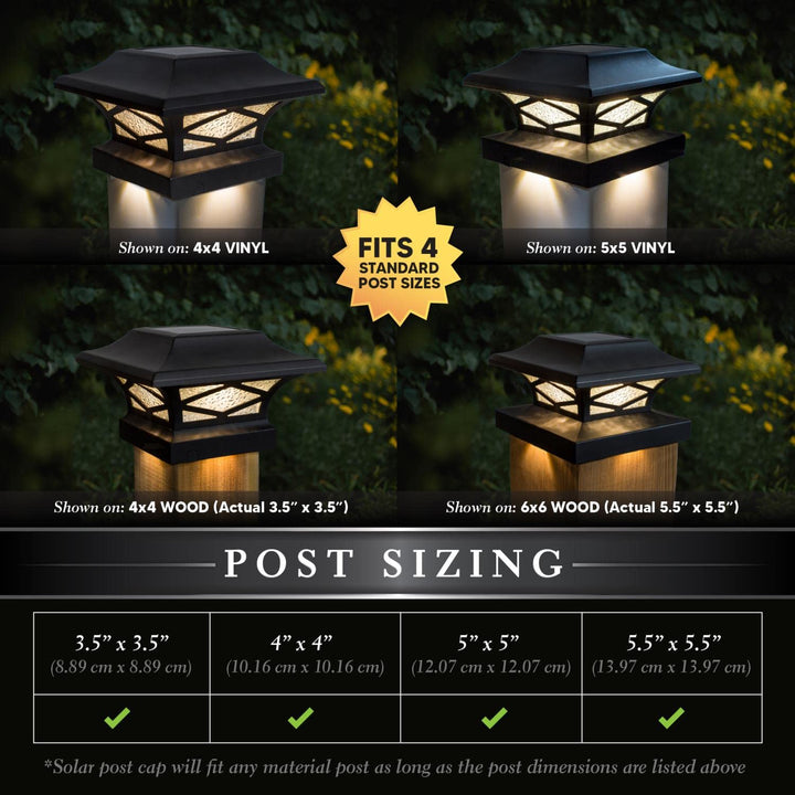 Kingsbridge Black Dual Lighted Solar Post Cap (2 Pack)