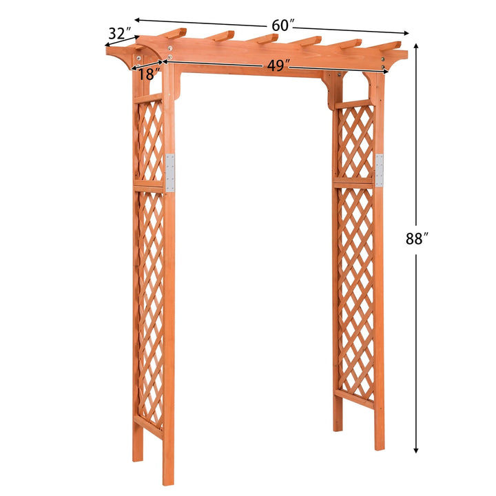 Wood Garden Wedding Arch Outdoor Trellis Pergola Brown Modern Contemporary - Diamond Home USA