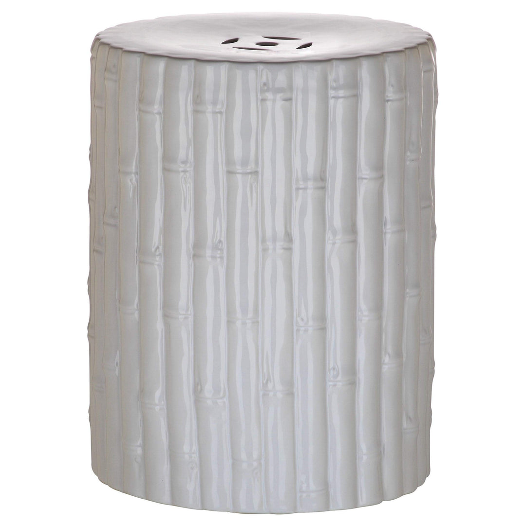 White Garden Stool - 13" X 17" Ceramic