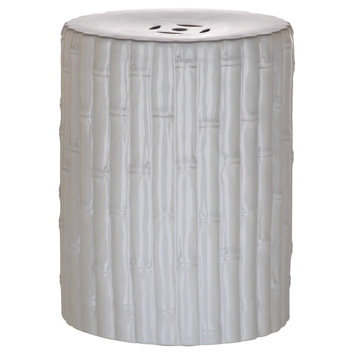 White Garden Stool - 13" X 17" Ceramic