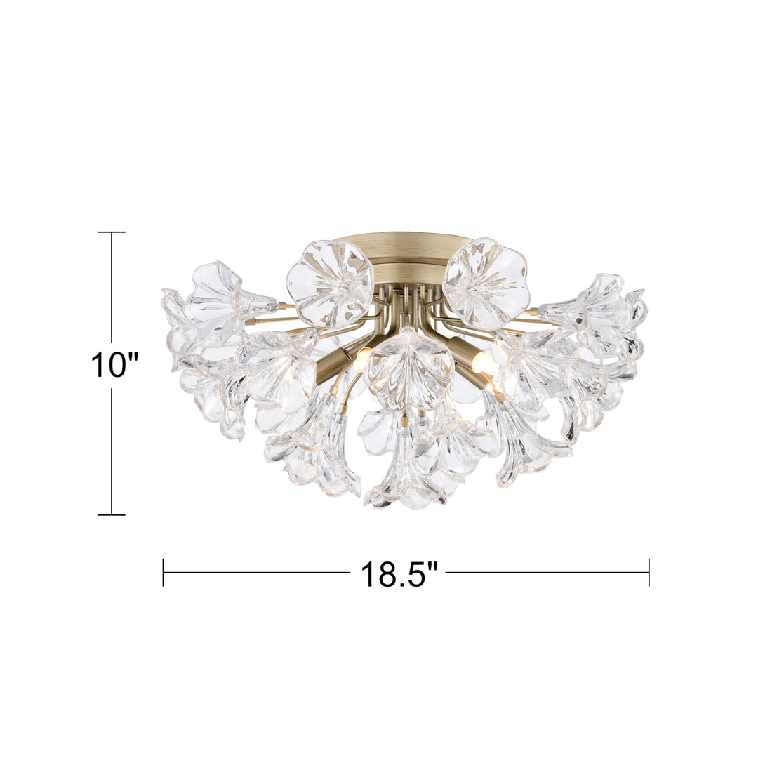 The Lighting Store Rosa Brushed Silver-ish Champagne Finish Flower Glass Flush - Diamond Home USA