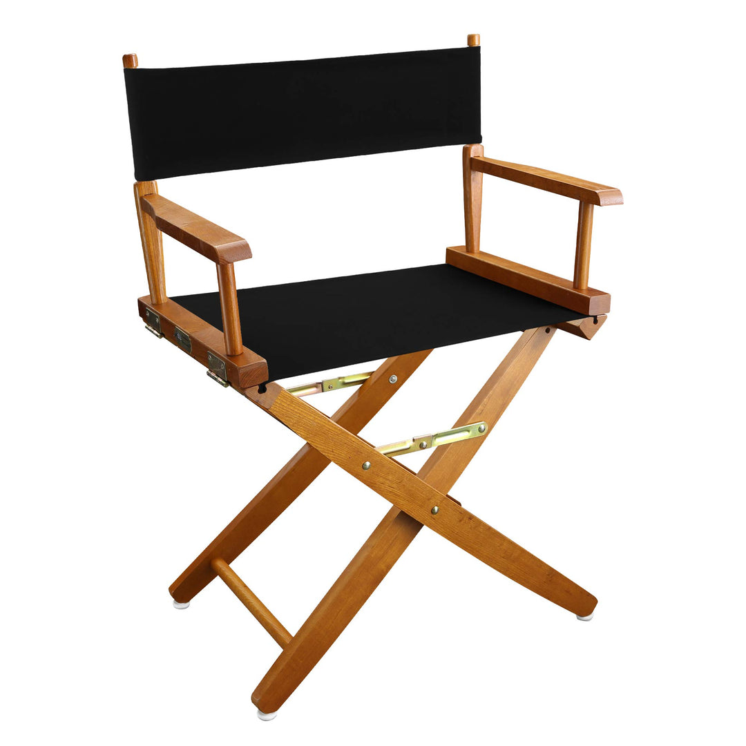 American Trails Extra-Wide Premium 18" Director's Chair Mission Oak Frame with mission oak frame/ black canvas