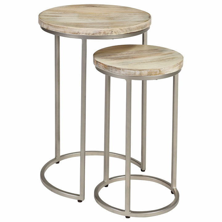 Natural Nesting End Table 2-Piece Set Wood 16 X 24 in Modern Contemporary Round - Diamond Home USA