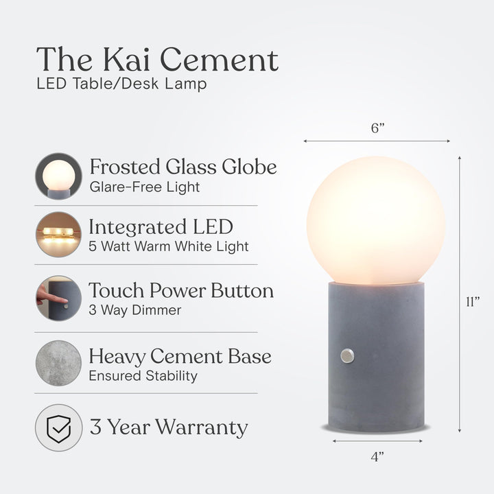 Cement Led Table Lamp Brass Grey Mid-Century Modern Energy Efficient - Diamond Home USA