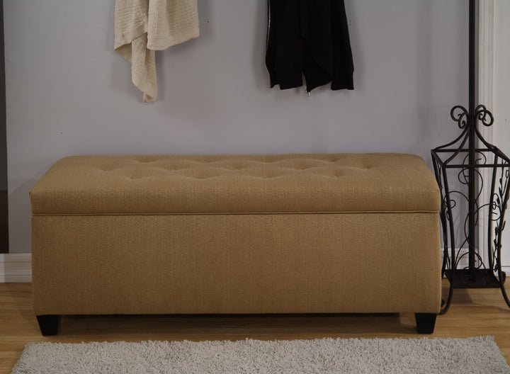 The Sole Secret Button Tufted Shoe Ottoman Storage Bench for Bedroom or Entryway Yellow Large - Diamond Home USA
