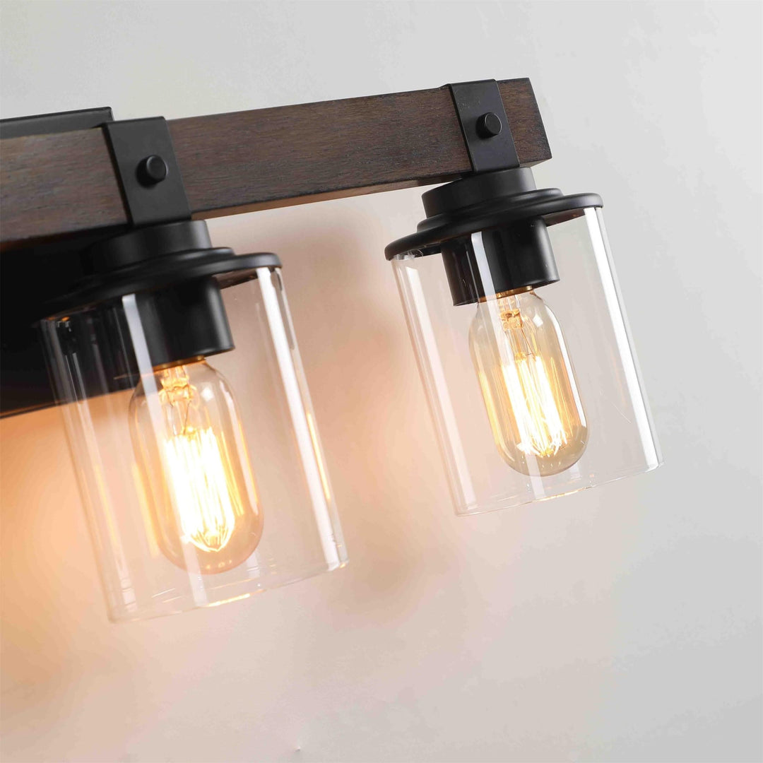 Rustic 3 Lights Vanity Fixture Bathroom Sconce Black Iron - Diamond Home USA