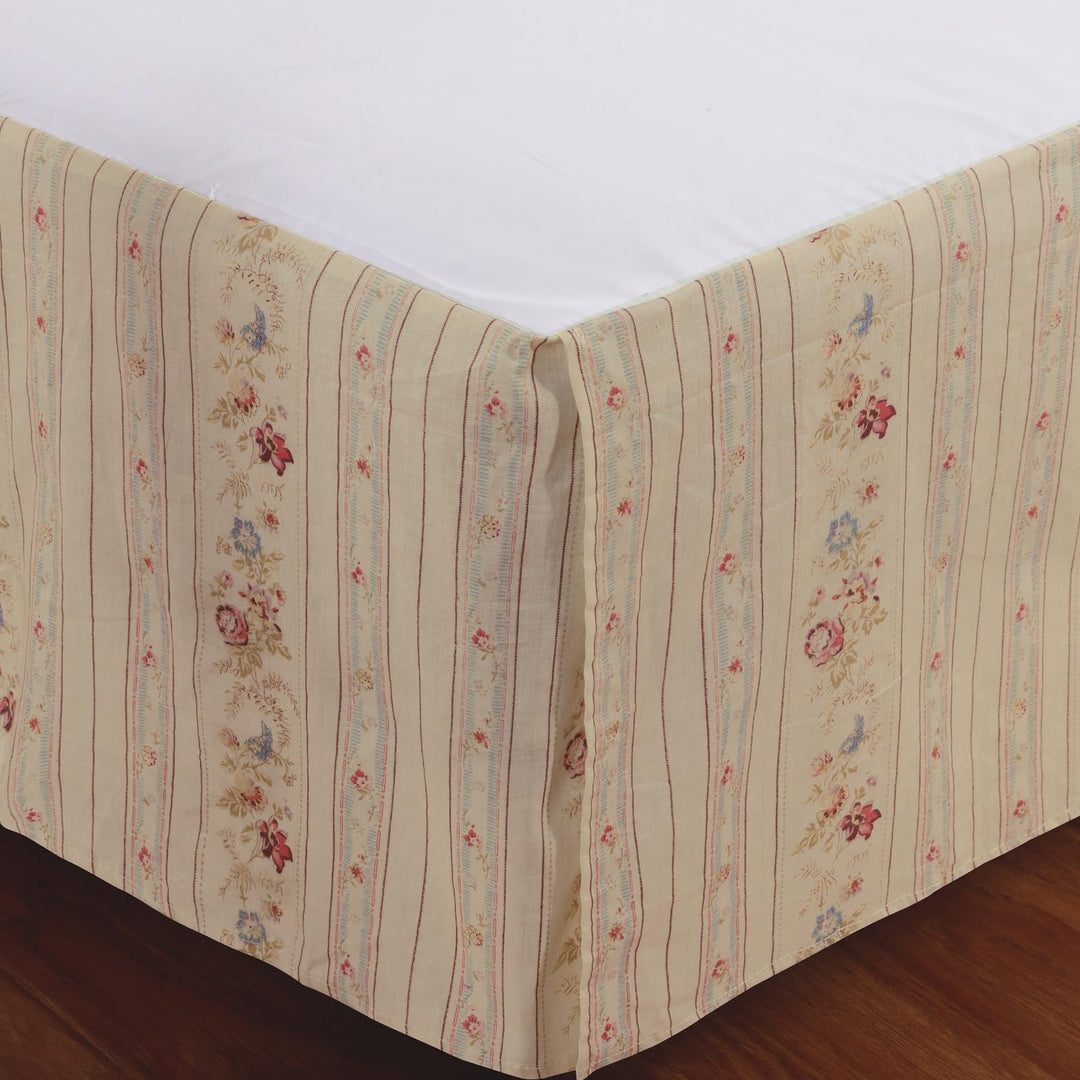 Finely Stitched Cottage Romantic Tailored Bed Skirt 15 inches Drop Floral