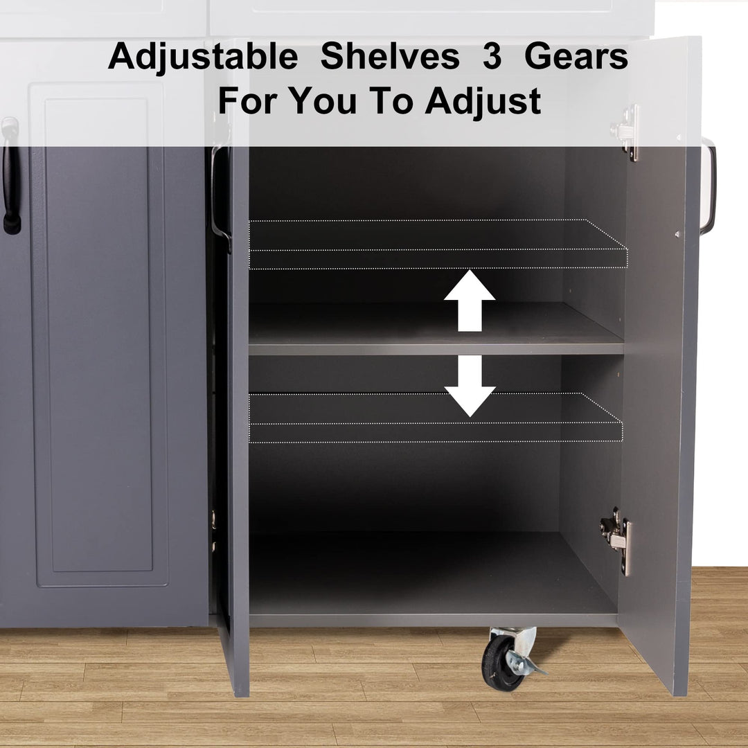 45.3'' Wide Kitchen Island Cart On Wheels with Storage Grey Modern - Diamond Home USA