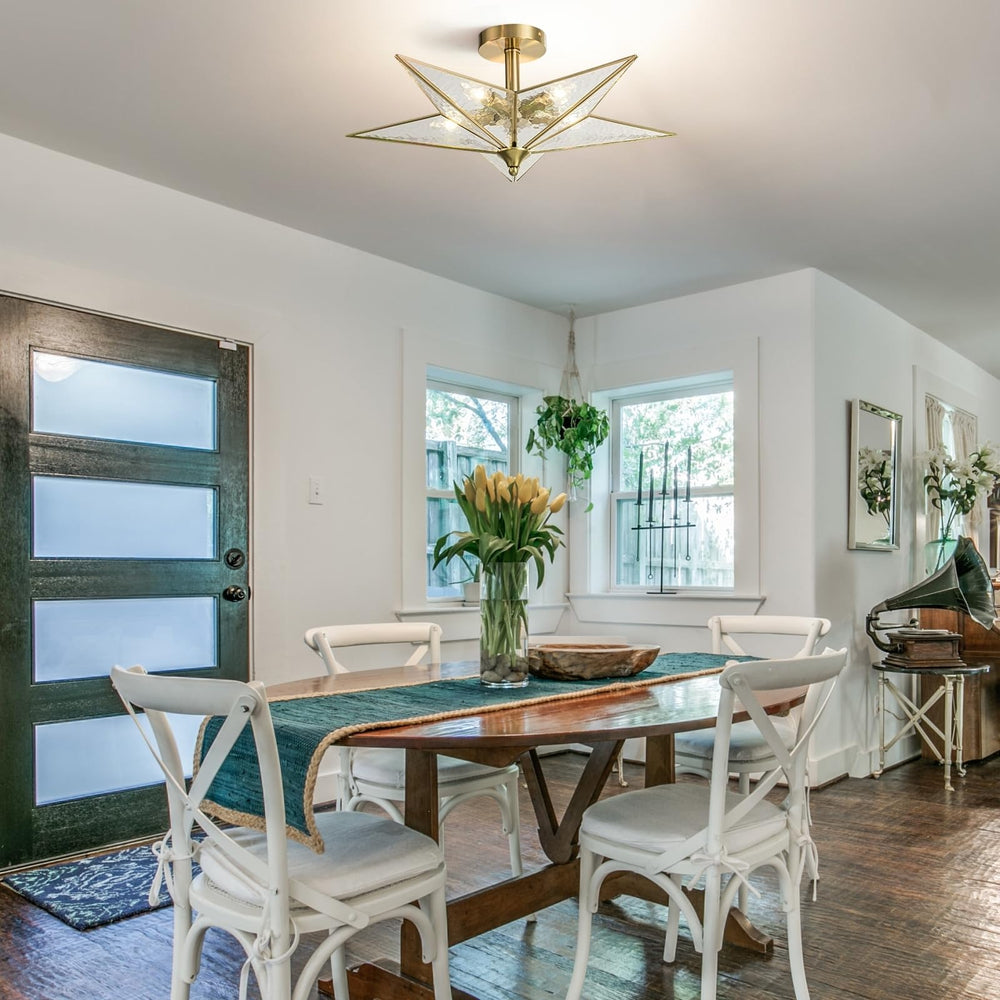 Star Semi Flush Mount 5-Light 23'' Gold Modern Contemporary Glass - Diamond Home USA