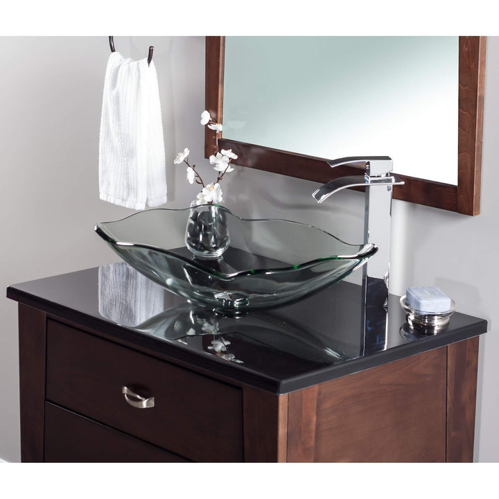 Glass Vessel Bathroom Sink Clear Rectangle Finish - Diamond Home USA