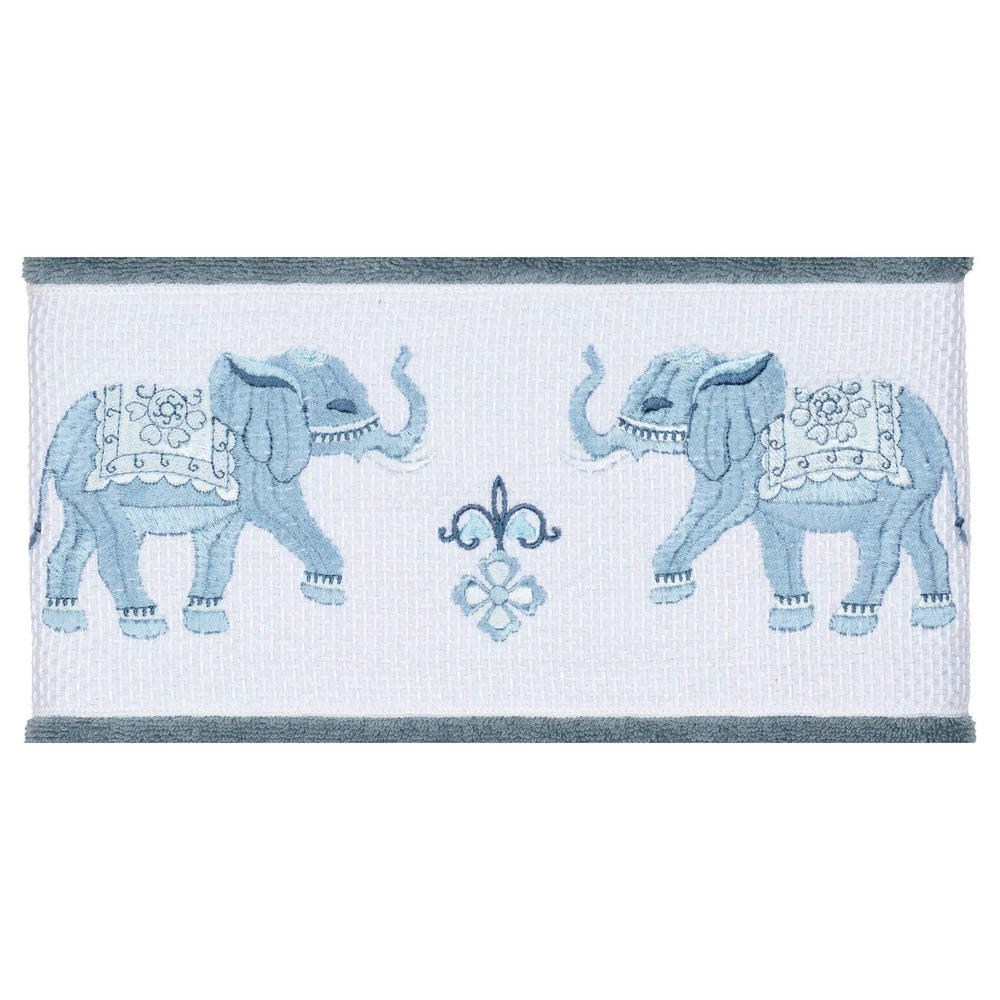 Turkish Cotton Elephants Embroidered Teal Blue 2-Piece Bath Towel Set Terry - Diamond Home USA