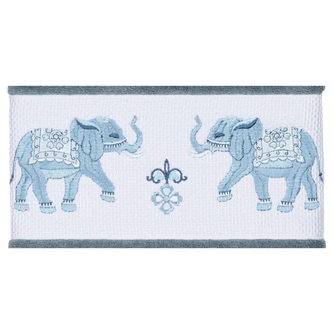 Turkish Cotton Elephants Embroidered Teal Blue 2-Piece Bath Towel Set Terry - Diamond Home USA