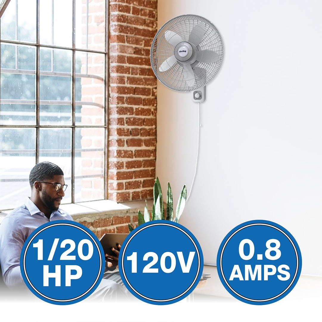 Air King 9018 Commercial Grade Oscillating Wall Mount Fan 18-Inch White - Diamond Home USA