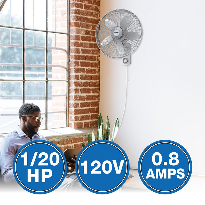 Air King 9018 Commercial Grade Oscillating Wall Mount Fan 18-Inch White - Diamond Home USA