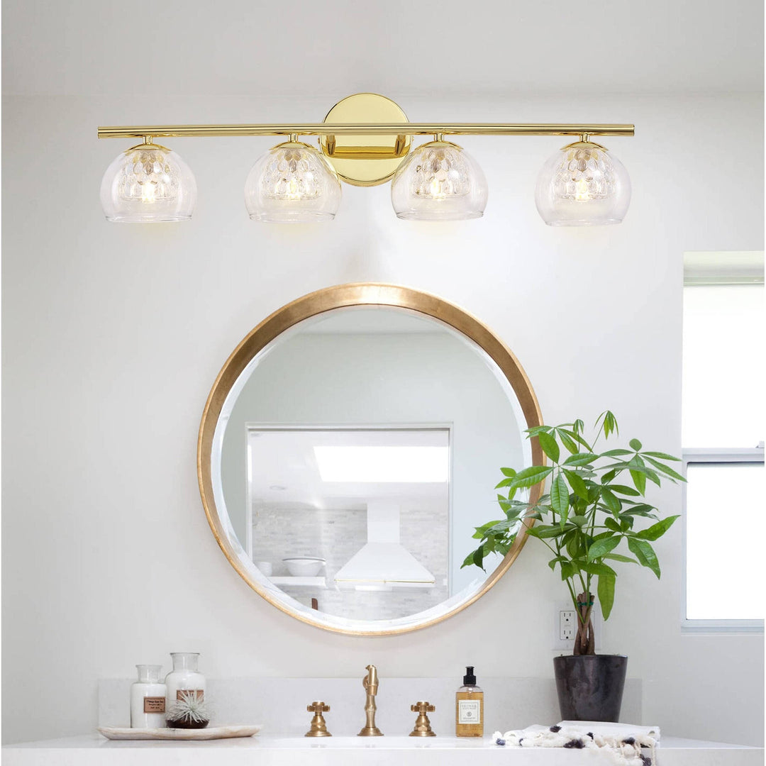 4 Light Gold Vanity Glass Shade for Bathroom Modern Contemporary Metal - Diamond Home USA