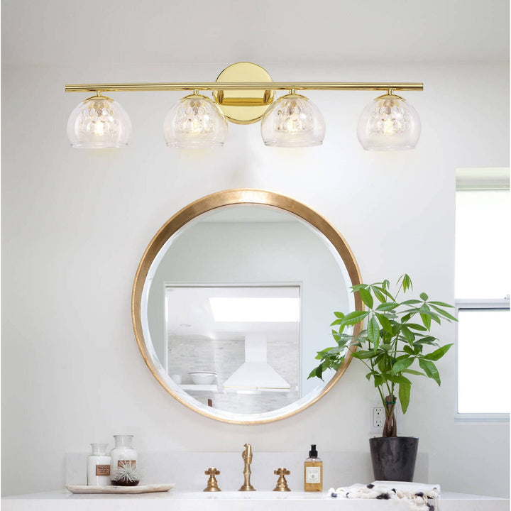 4 Light Gold Vanity Glass Shade for Bathroom Modern Contemporary Metal - Diamond Home USA