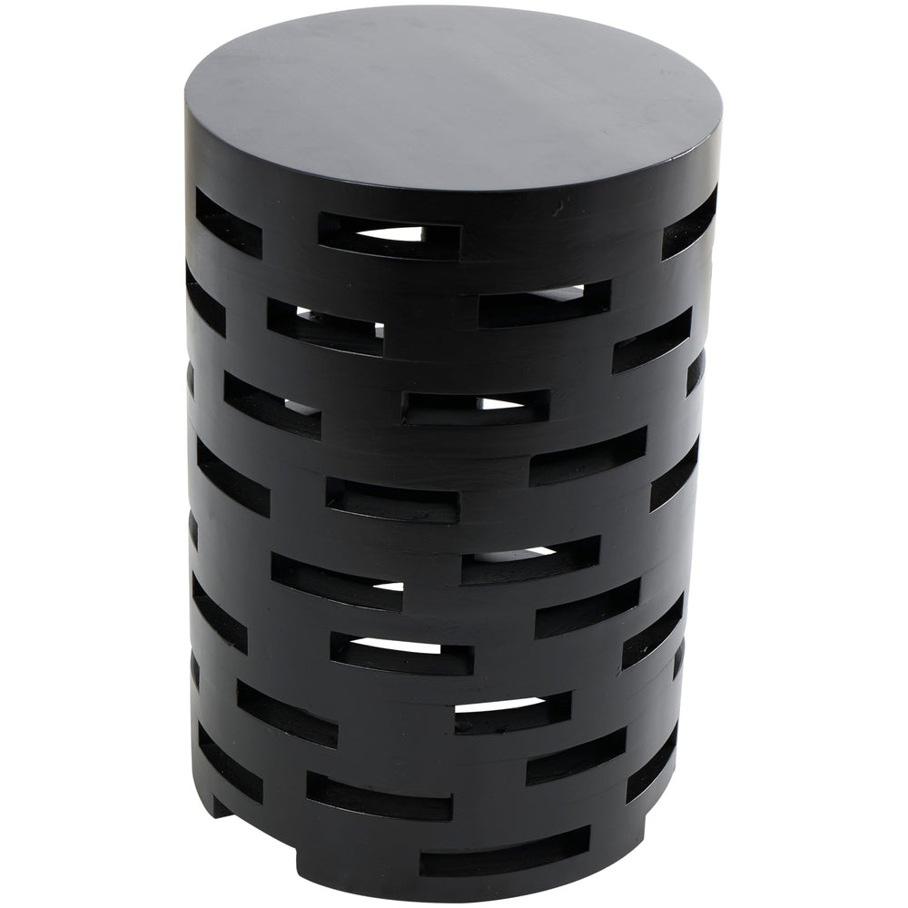 Black Wood Brick Inspired Cutout Geometric Accent Table Modern Contemporary - Diamond Home USA