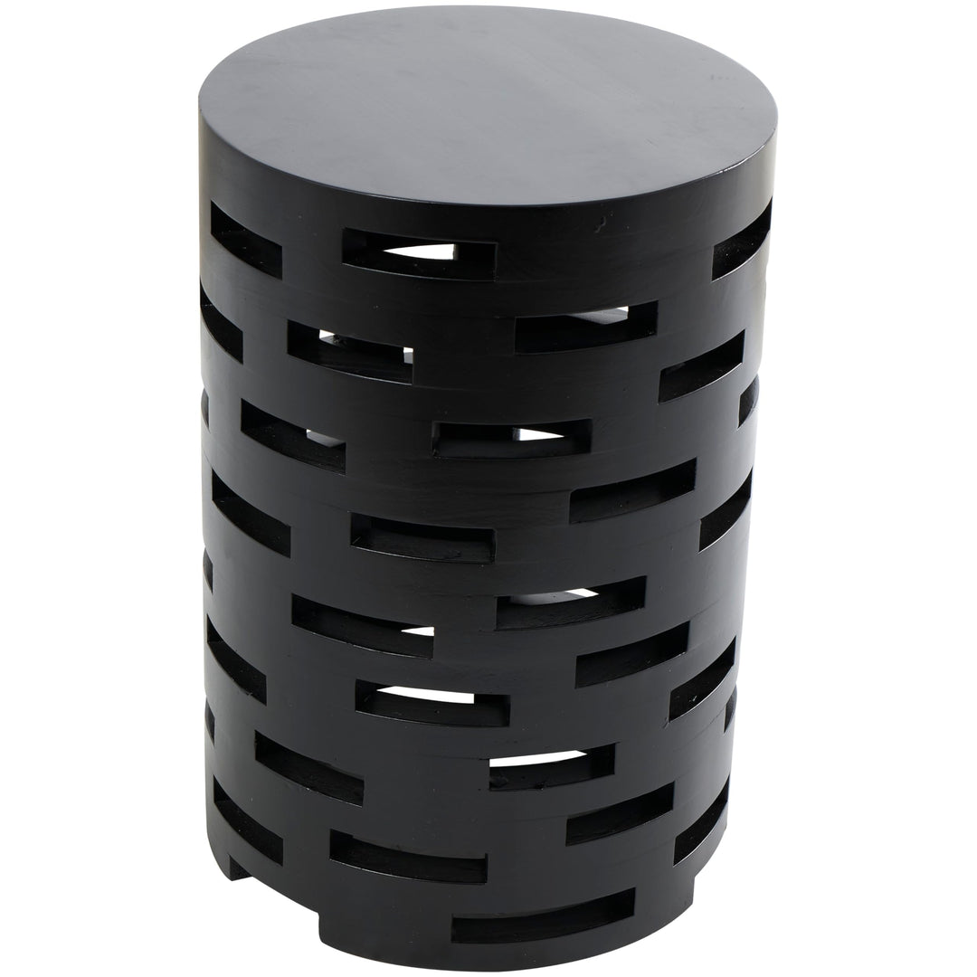 Black Wood Brick Inspired Cutout Geometric Accent Table Modern Contemporary - Diamond Home USA