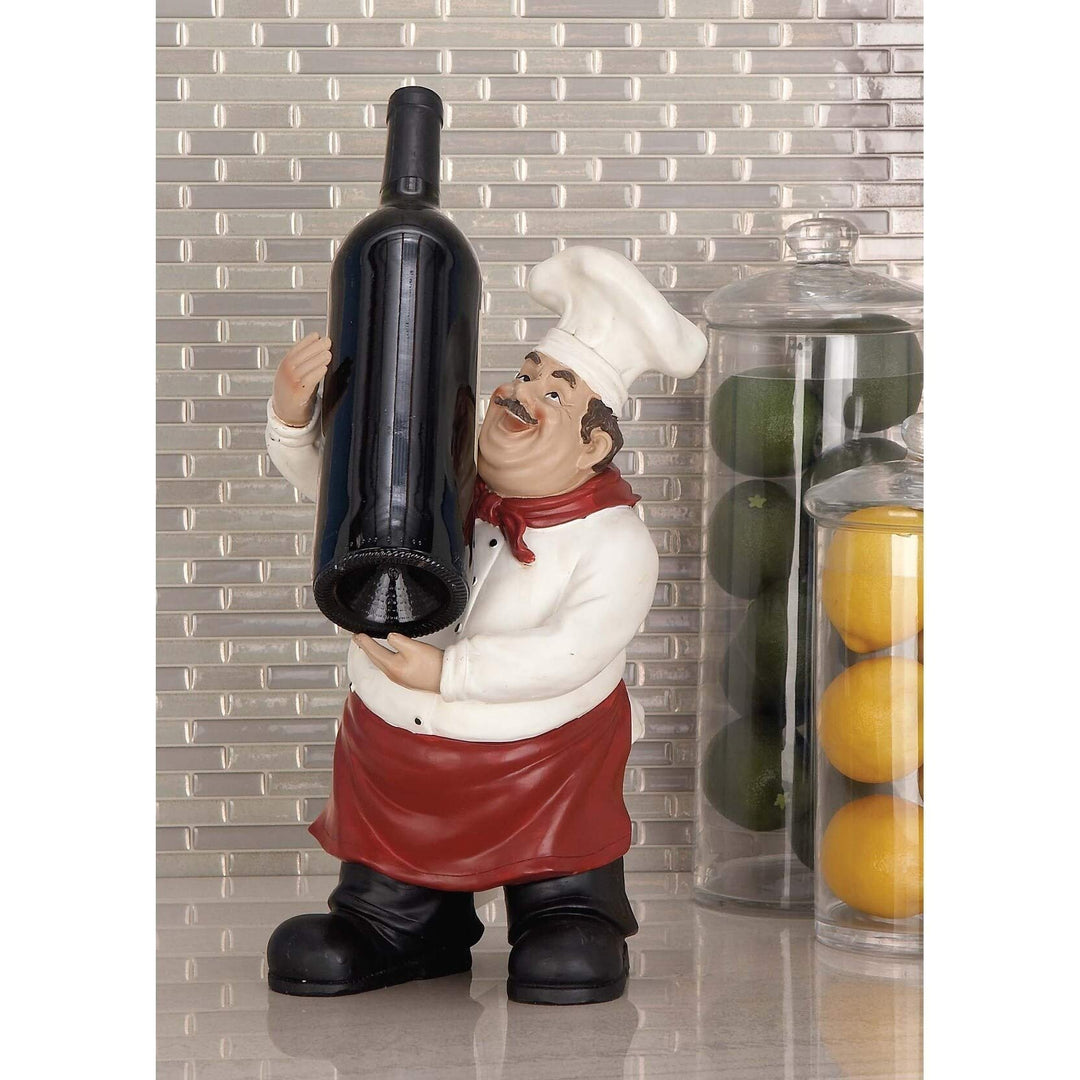 Polystone Chef Bottle Holder Multi Color Traditional Resin Matte