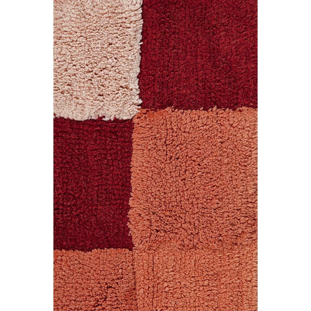 2 Piece Burgundy Red Grey Oversized Geometric Bath Rug Set Oversize Black - Diamond Home USA