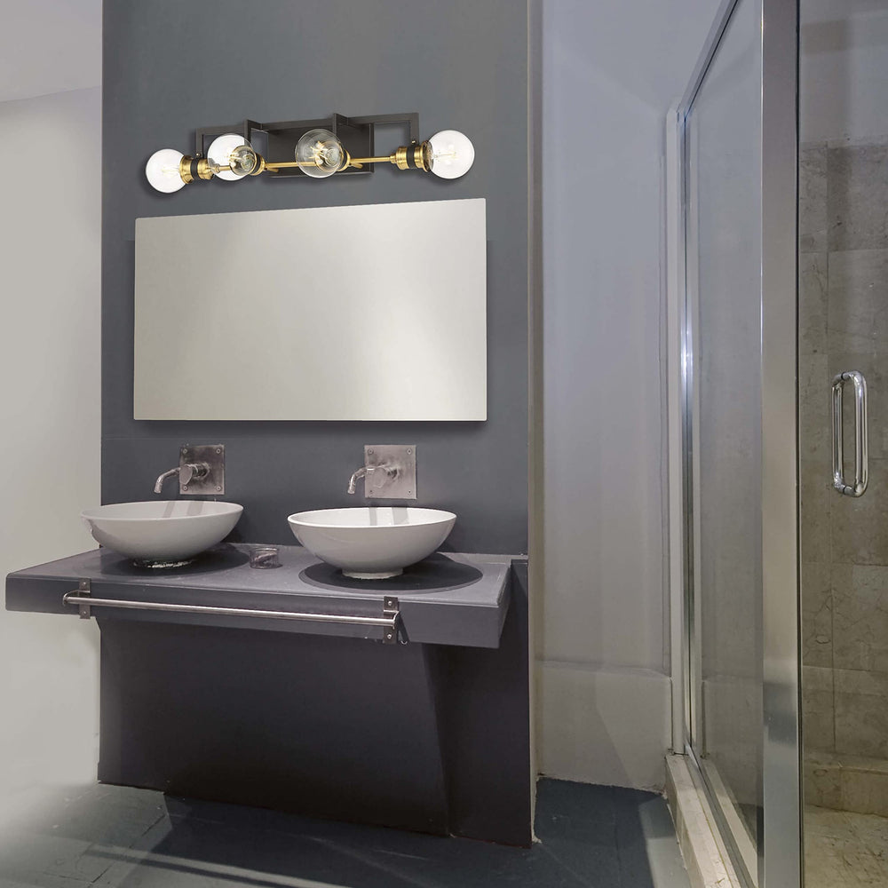 Nuvo 60/6974 Intention Vanity Warm Brass and Black Finish 4 Light - Diamond Home USA